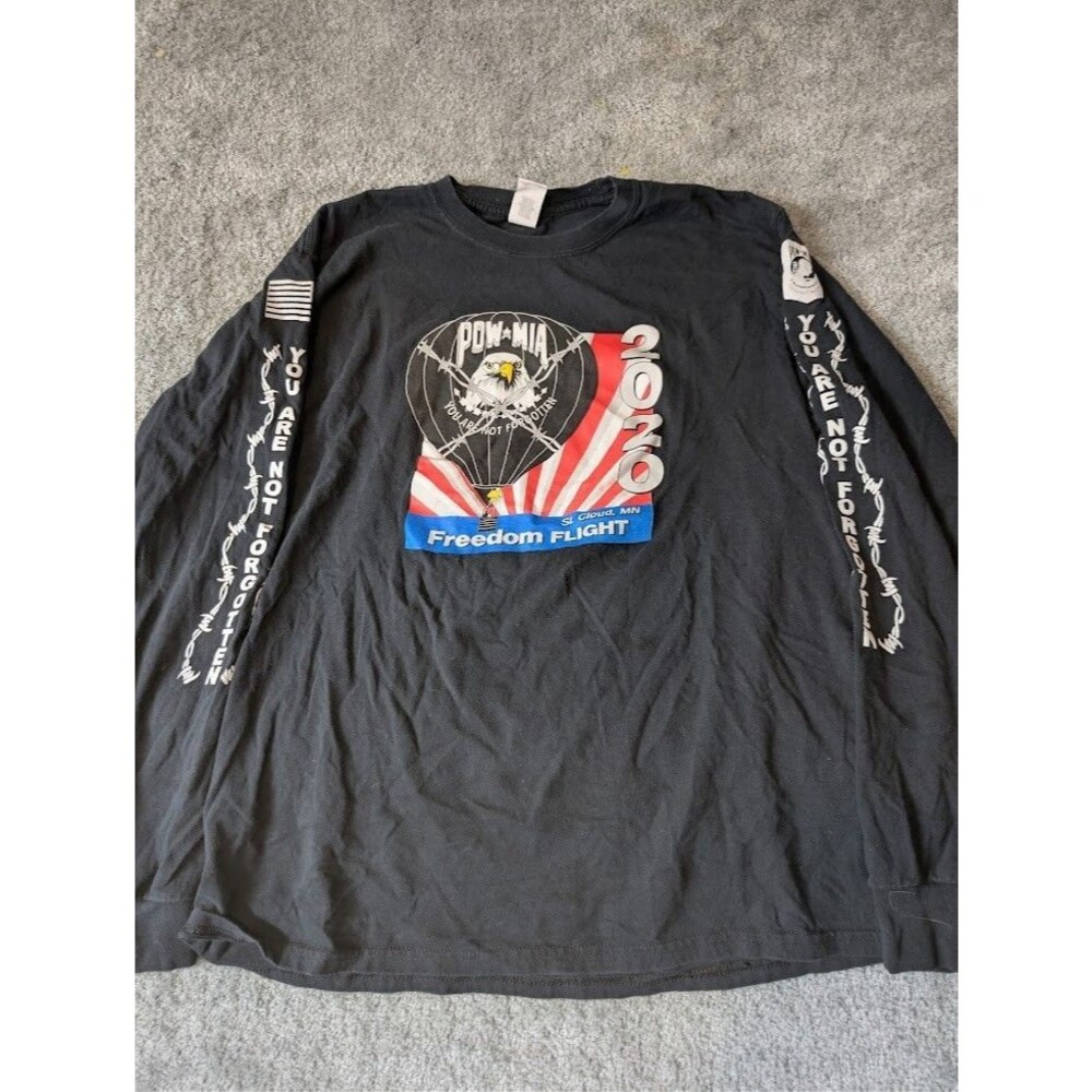 Pow Mia Commemorative Long Sleeve Black T Shirt  Freedom Flight 2020 Mens Large